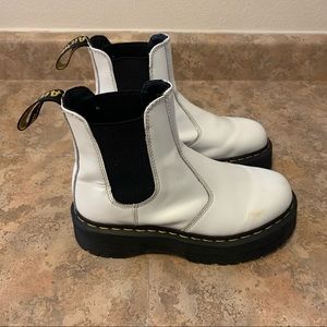 Dr. Martens Air Wair White Leather Boots Chunky Chelsea Platform Womens Size 8